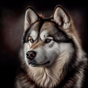 Portrait d'une illustration de husky sibérien sur Animaflora PicsStock