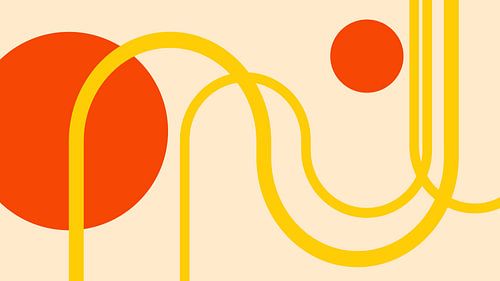 Bauhaus booggeometrie uit het midden van de eeuw in geelrood