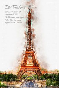 Tour Eiffel, Aquarelle, Paris sur Theodor Decker