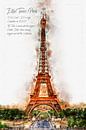 Eiffel Turm, Aquarell, Paris von Theodor Decker Miniaturansicht