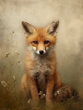 Curious Young Fox in the Grass by Emil Husstege