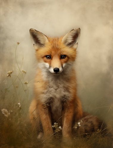 Nieuwsgierige Jonge Vos in het Gras