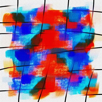 Abstract in rood blauw tinten van Maurice Dawson