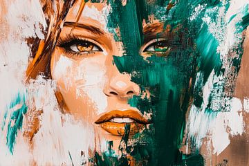 Colourful facial staging with a green accent by Poster Art Shop