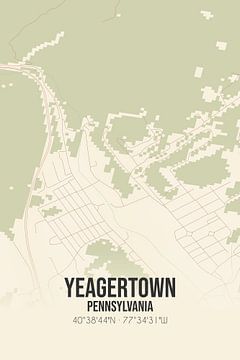 Vintage landkaart van Yeagertown (Pennsylvania), USA. van Rezona