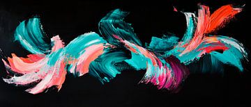 Colourful brushstrokes against black by Poster Art Shop