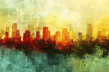 Digitale abstracte kunst van stadslandschap van Art & Soul Creations
