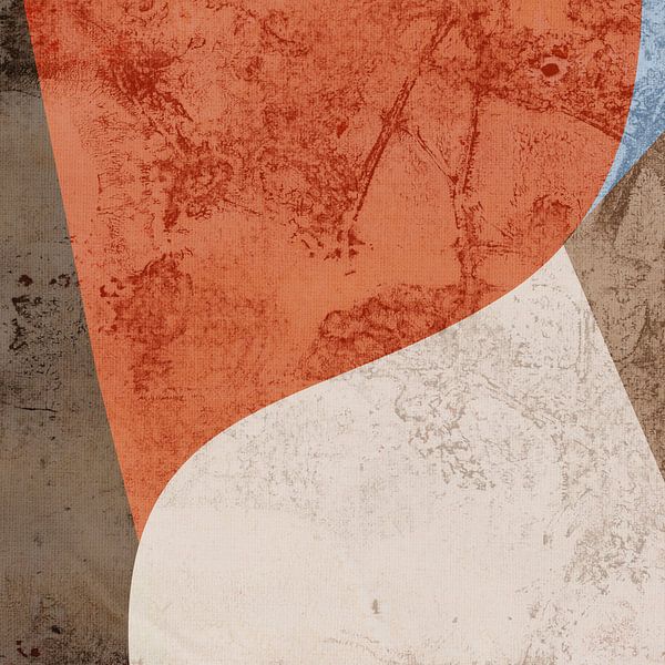 Abstract shapes in orange, brown, white and blue by Dina Dankers