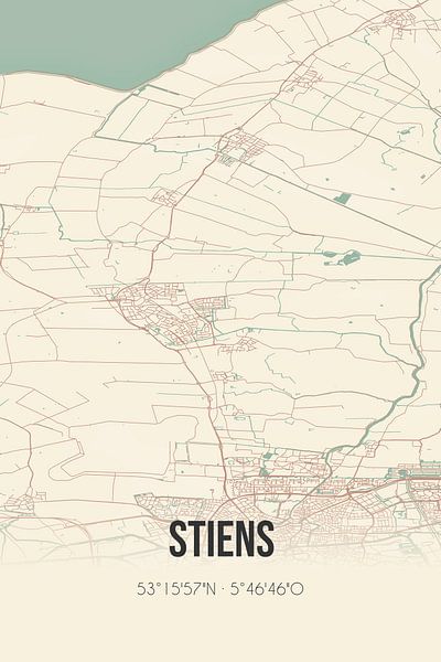 Vintage map of Stiens (Fryslan) by Prints of Place