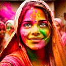 Holi Phagwa kleurenfeest portret van Digital Art Nederland thumbnail