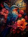 Colorful hummingbird between flowers by Luc V. de Zeeuw thumbnail