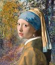 Das Mädchen mit dem Perlenohrring im Wald von Renoir von Masters Revisited Miniaturansicht