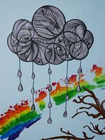 Wolk met druppels en regenboog