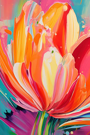 Colourful modern abstract tulip by Wilma Mesman