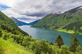 View over the Fjærlandfsjord in Norway
