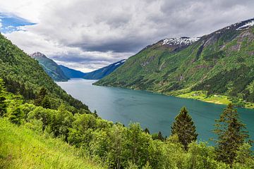 View over the Fjærlandfsjord in Norway by Rico Ködder