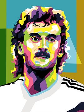 Legende voetbal Duitsland Rudi Voller in fantastische wpap pop-art poster van miru arts