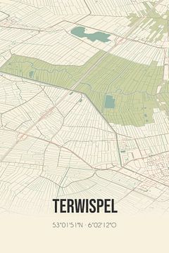 Carte ancienne de Terwispel (Fryslan) sur Rezona