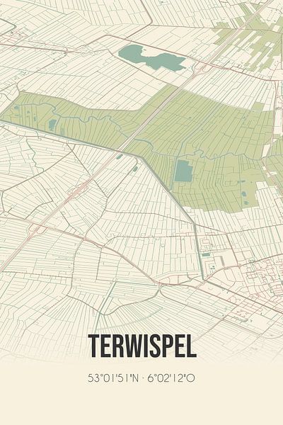 Vintage map of Terwispel (Fryslan) by Prints of Place