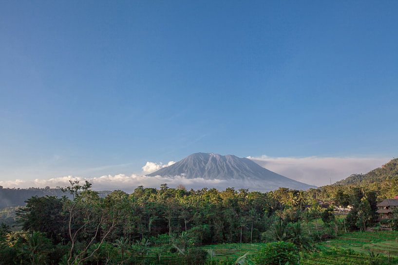 Terrasses de riz en montagne au lever du soleil pour le volcan. Bali Indonésie par Tjeerd Kruse