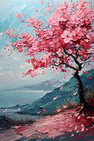 Roze Schilderij | Boom Schilderij | Bloesem Schilderij