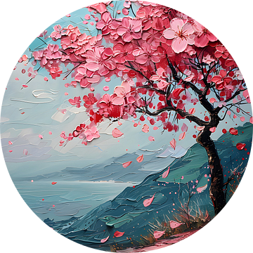 Roze Schilderij | Boom Schilderij | Bloesem Schilderij