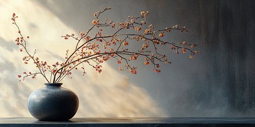 Oranje Bloesems in licht en donker van Art Studio BB