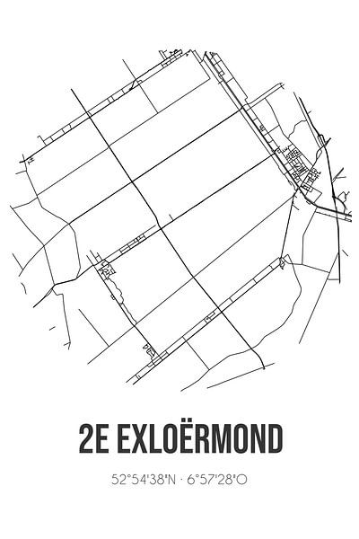 2e Exloërmond (Drenthe) | Map | Black and white by Prints of Place