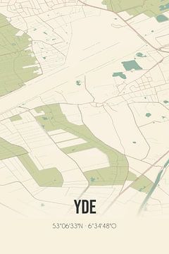 Vintage landkaart van Yde (Drenthe) van MijnStadsPoster