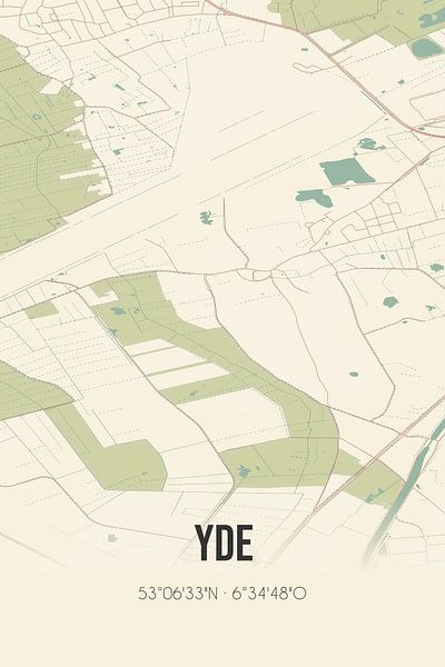 Vintage map of Yde (Drenthe) by Prints of Place