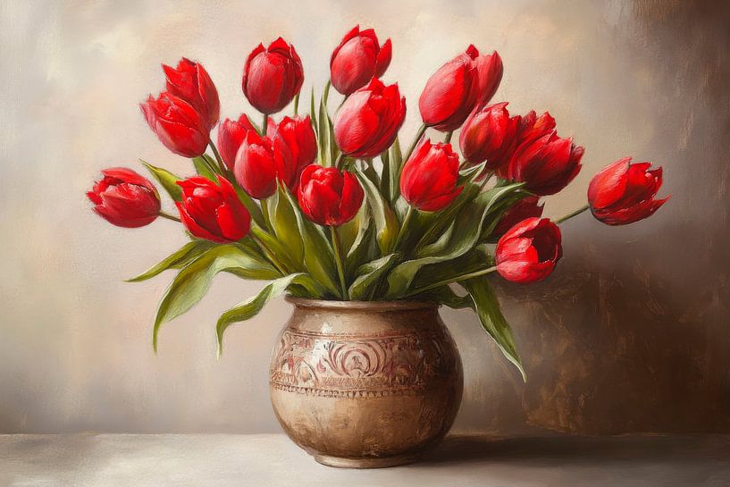 Red tulip vase by Poster Art Shop