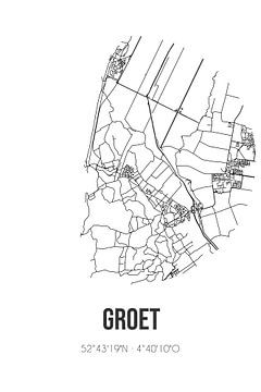 Groet (Noord-Holland) | Karte | Schwarz und Weiß von Rezona