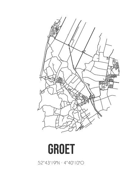 Groet (Noord-Holland) | Map | Black and White by Prints of Place