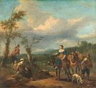 Italiaans landschap met figuren, Johannes Lingelbach van Meesterlijcke Meesters thumbnail