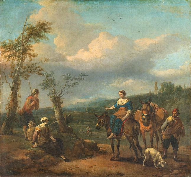 Italiaans landschap met figuren, Johannes Lingelbach van Meesterlijcke Meesters