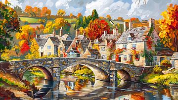 Buntes Dorf England Cotswolds im Herbst von Jan Bechtum