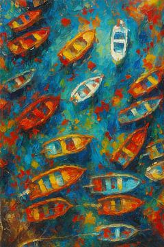 Floating boats painting.