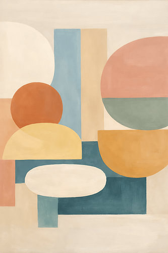 Geschilderde Abstracte Vormen in Zachte Kleuren