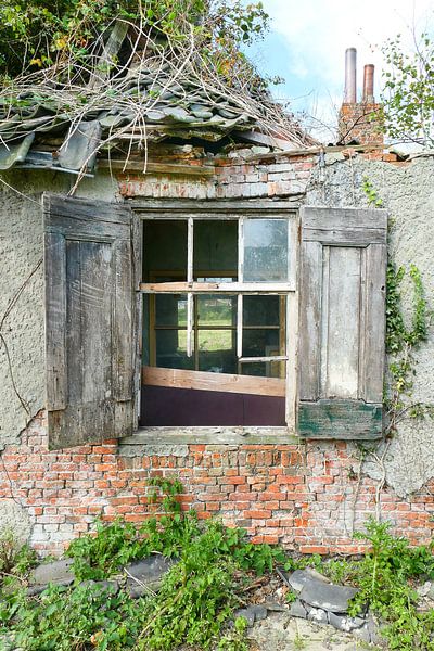 oude raamluiken met doorkijk van Willem Visser