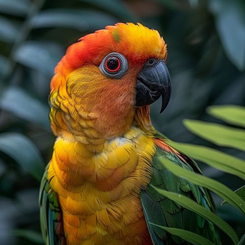 Close Up of a Colorful Sun Conure Parrot