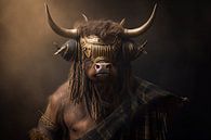 Portrait of a Scottish highlander as a general by Digitale Schilderijen thumbnail