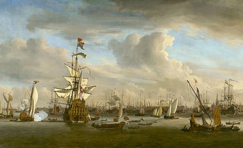 Le Lion d'or sur le JI devant Amsterdam - Willem van de Velde
