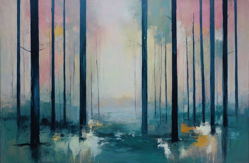 Twilight Through Trees in Forest by Art & Soul Creations