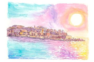 Pozzuoli Napels Campanië Uitzicht vanaf de zee bij zonsopgang van Markus Bleichner