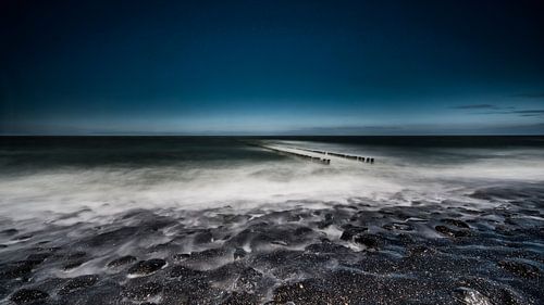 Zeeland breakwaters at night