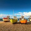 Vissersbootjes op het strand in Denemarken van Truus Nijland
