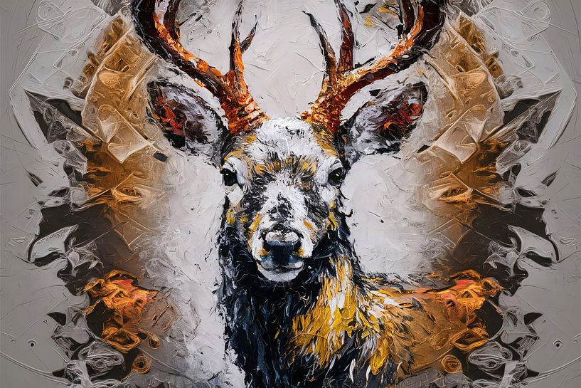 Bunte Hirsche mit abstrakten Formen von Art & Soul Creations