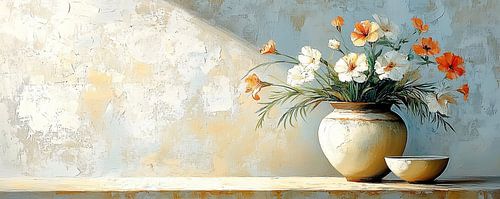 Cream Orange Blooms by Wonderful Art