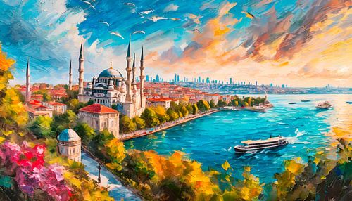 Schilderij van de stad Istanbul