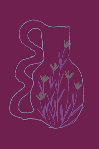 Illustration bohème en rose vif